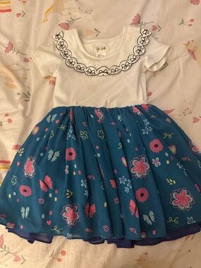 Taylor Joelle Mirabel dress with Teal Floral Skirt Girls Dress